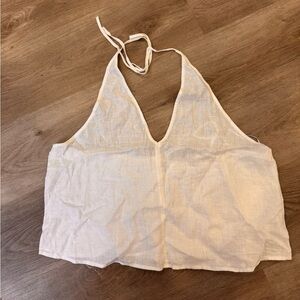 Banana republic size M - 100% linen white halter tie deep v top